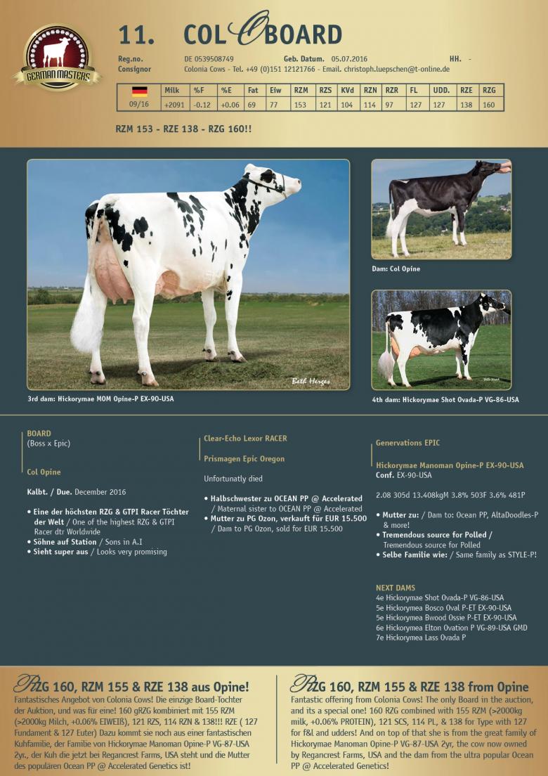 Datasheet for Lot 11. Col Oboard
