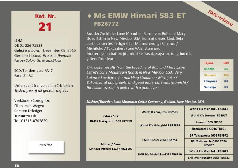 Datasheet for Lot 21. Ms EMW Himari 583-ET FB26772