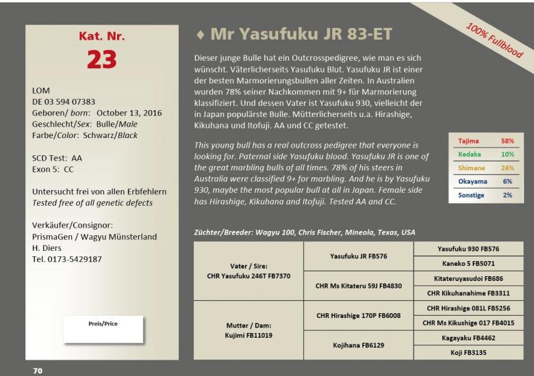 Datasheet for Lot 23. Mr Yasufuku JR 83-ET