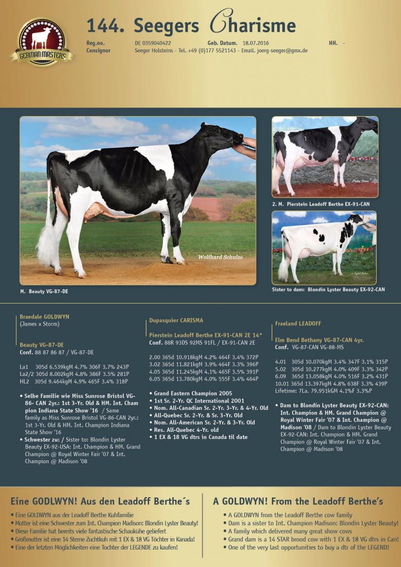 Datasheet for Lot 144. Seegers Charisme