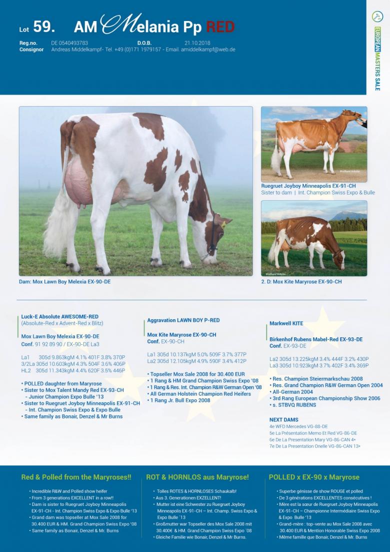 Datasheet for Lot 59. AM Melania *Pp Red | OUT OF SALE