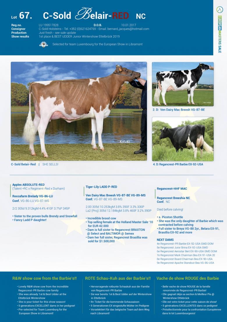 Datasheet for Lot 67. C-Sold Belair-Red NC | OUT OF SALE