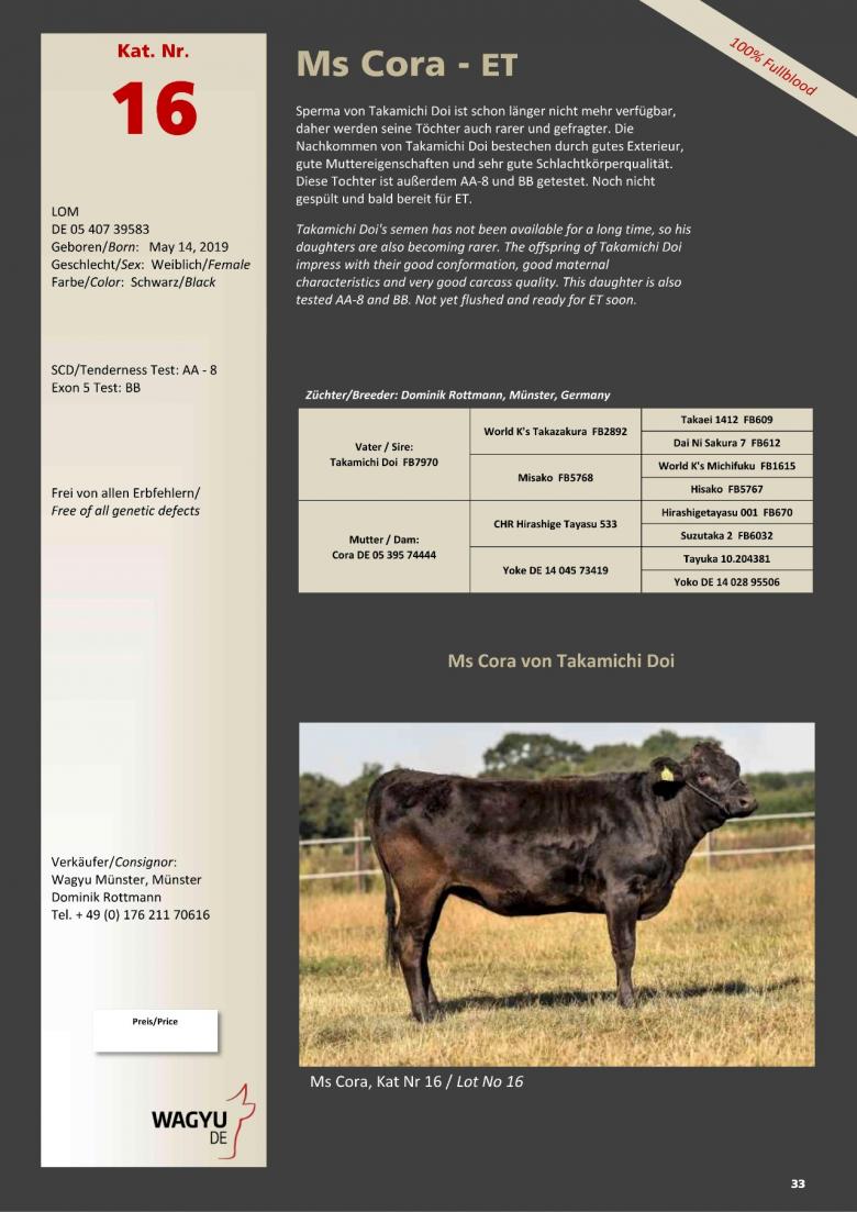 Datasheet for Lot 16. Ms Cora-ET