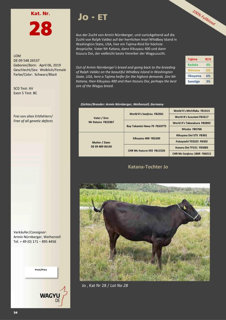 Datasheet for Lot 28. Jo-ET