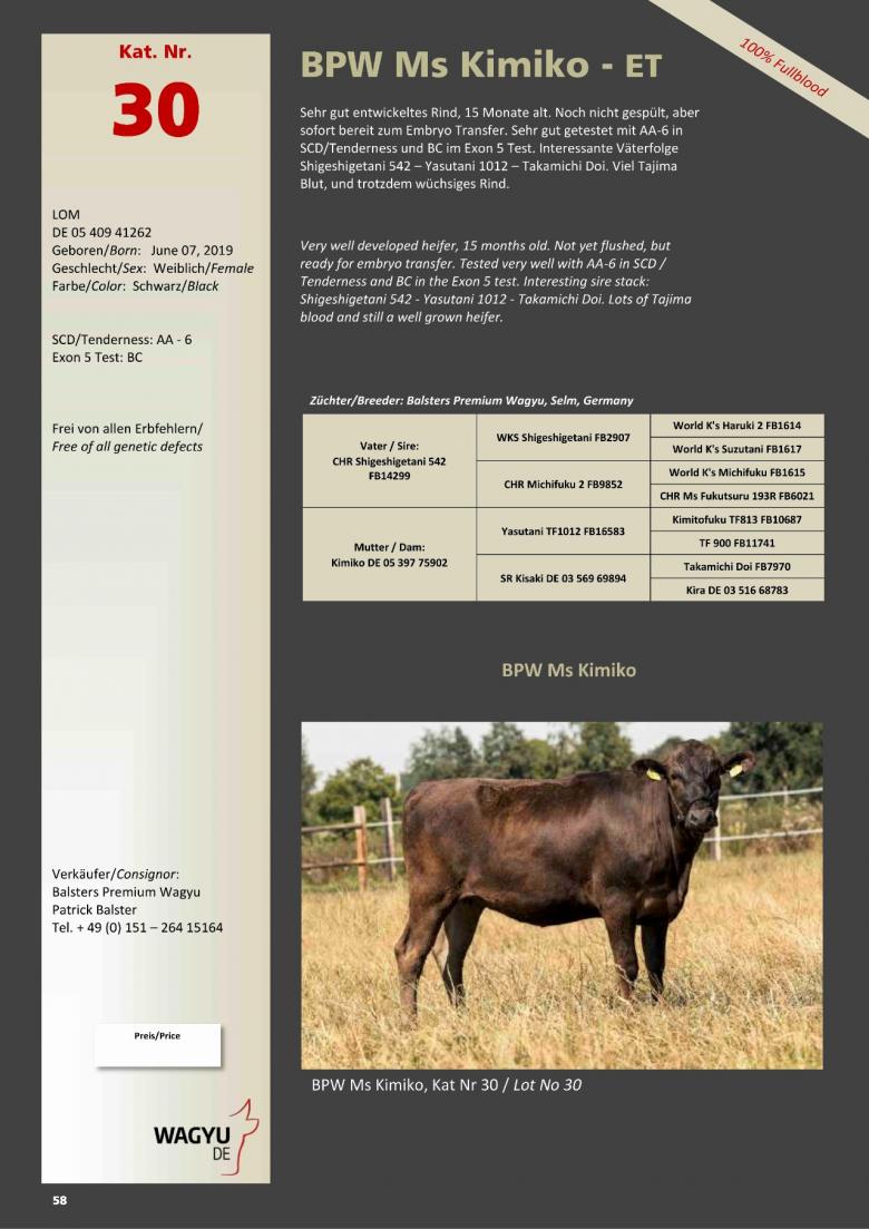 Datasheet for Lot 30. BPW Ms Kimiko-ET